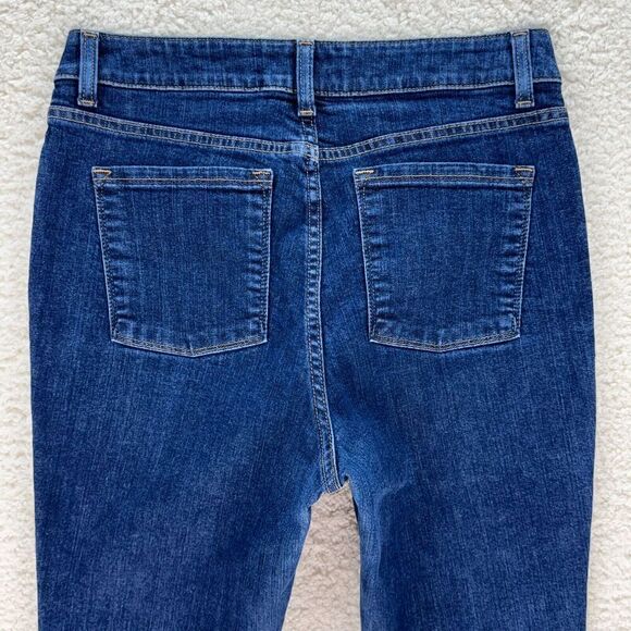 L.L.Bean Favorite Fit Jens Womens 10 Straight Leg Cuffed Hem Ankle Pockets Denim - Picture 5 of 12